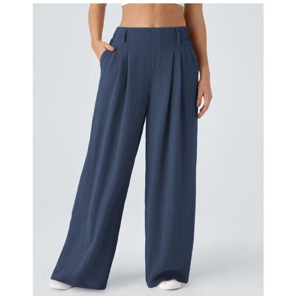Halara Tall Size XL Wide Leg Pants Blue High Rise NWT Minimalist - Picture 1 of 7